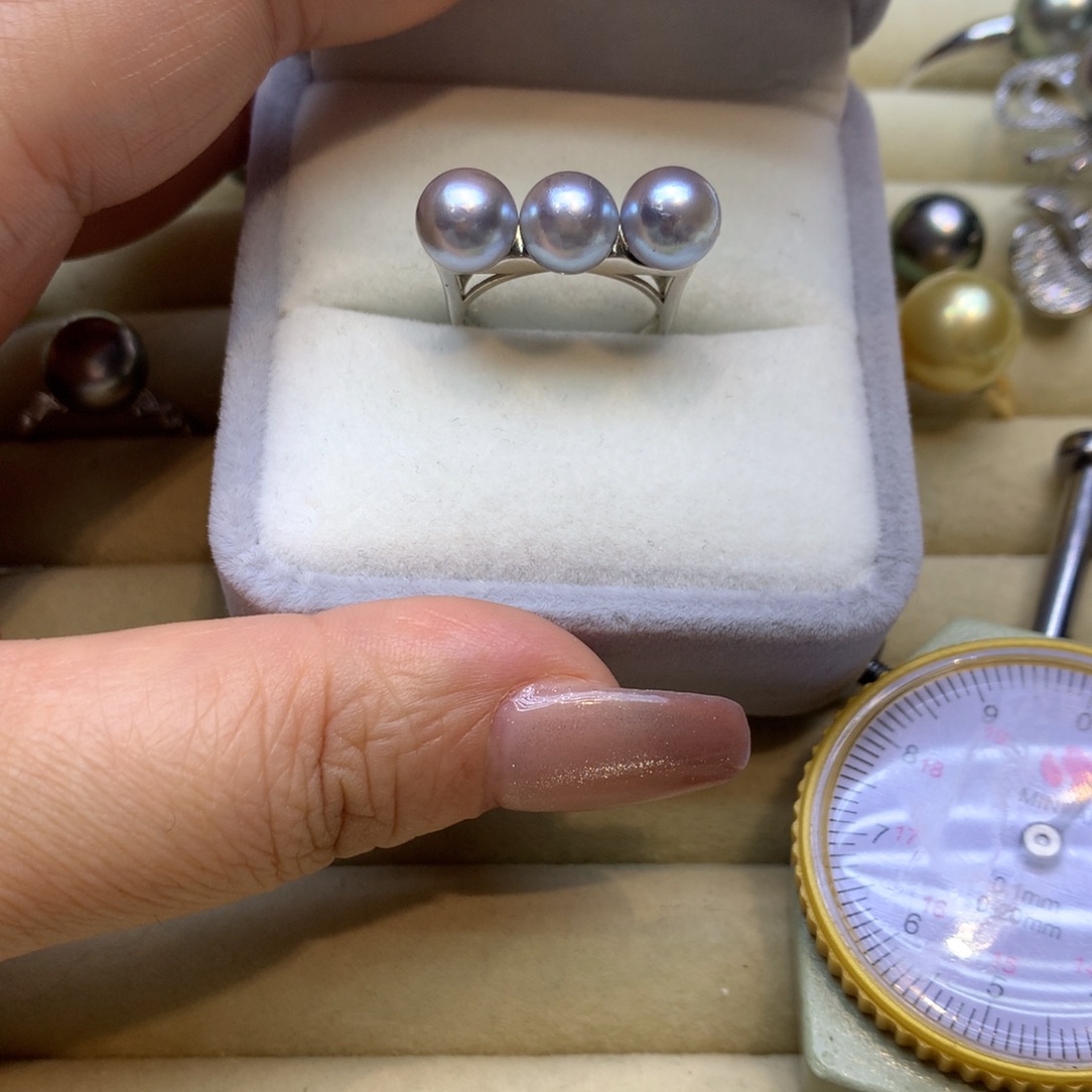 银S925镶嵌戒指海水珍珠