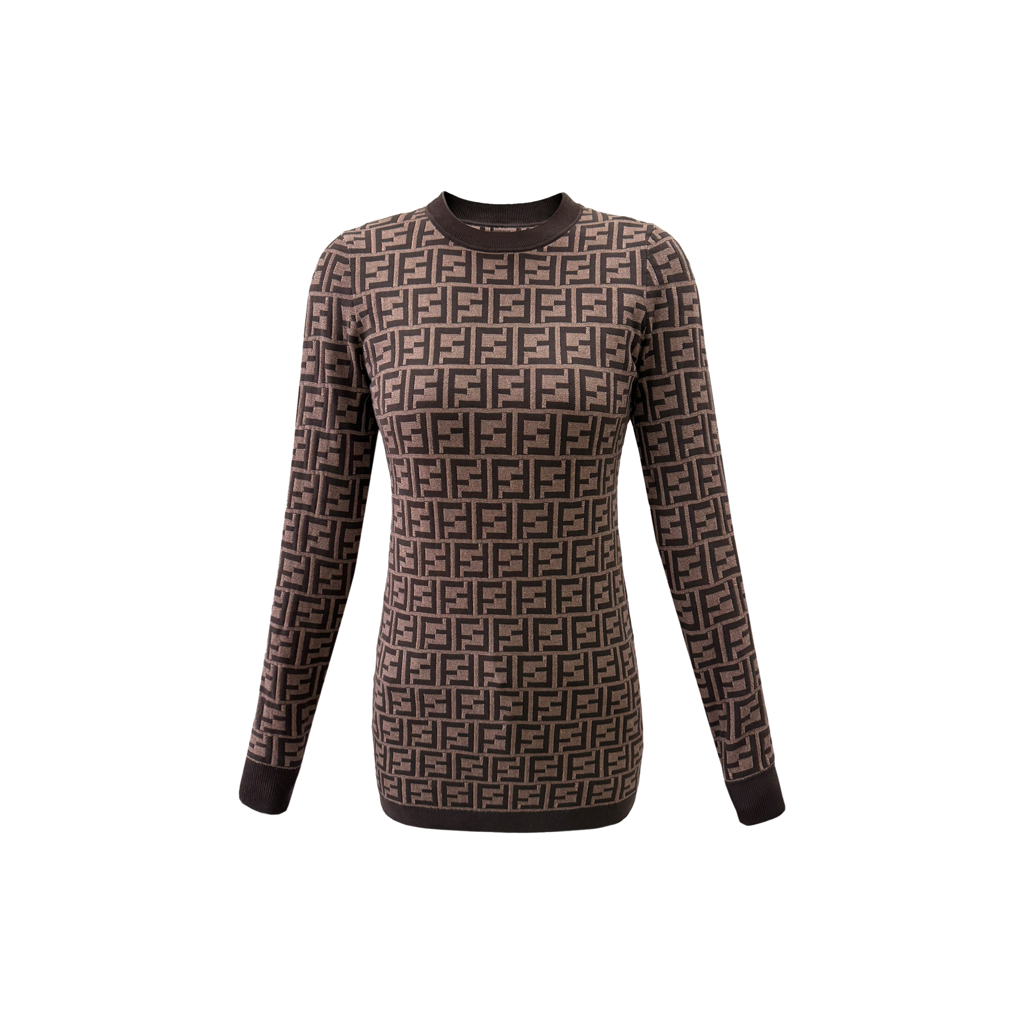 朗尼芬迪秋季新款女士双色提花舒适优雅风长袖73F5133341