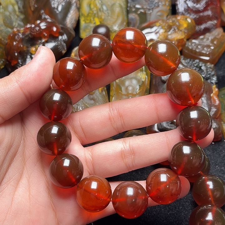 琥珀未镶嵌颈饰18➕棕红130