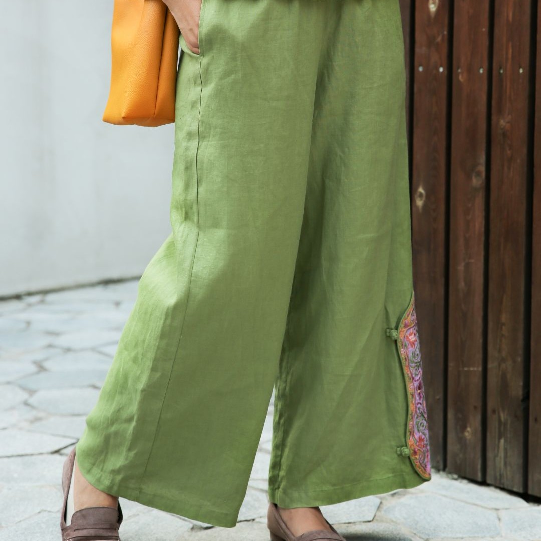 大吉2499复古绣花棉裤