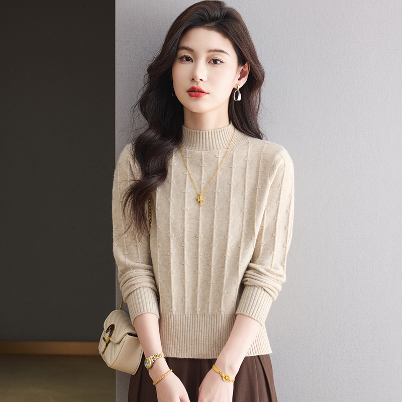 羊毛衫冬季女厚款保暖半高领打底宽松显瘦百搭气质时尚内搭针织衫