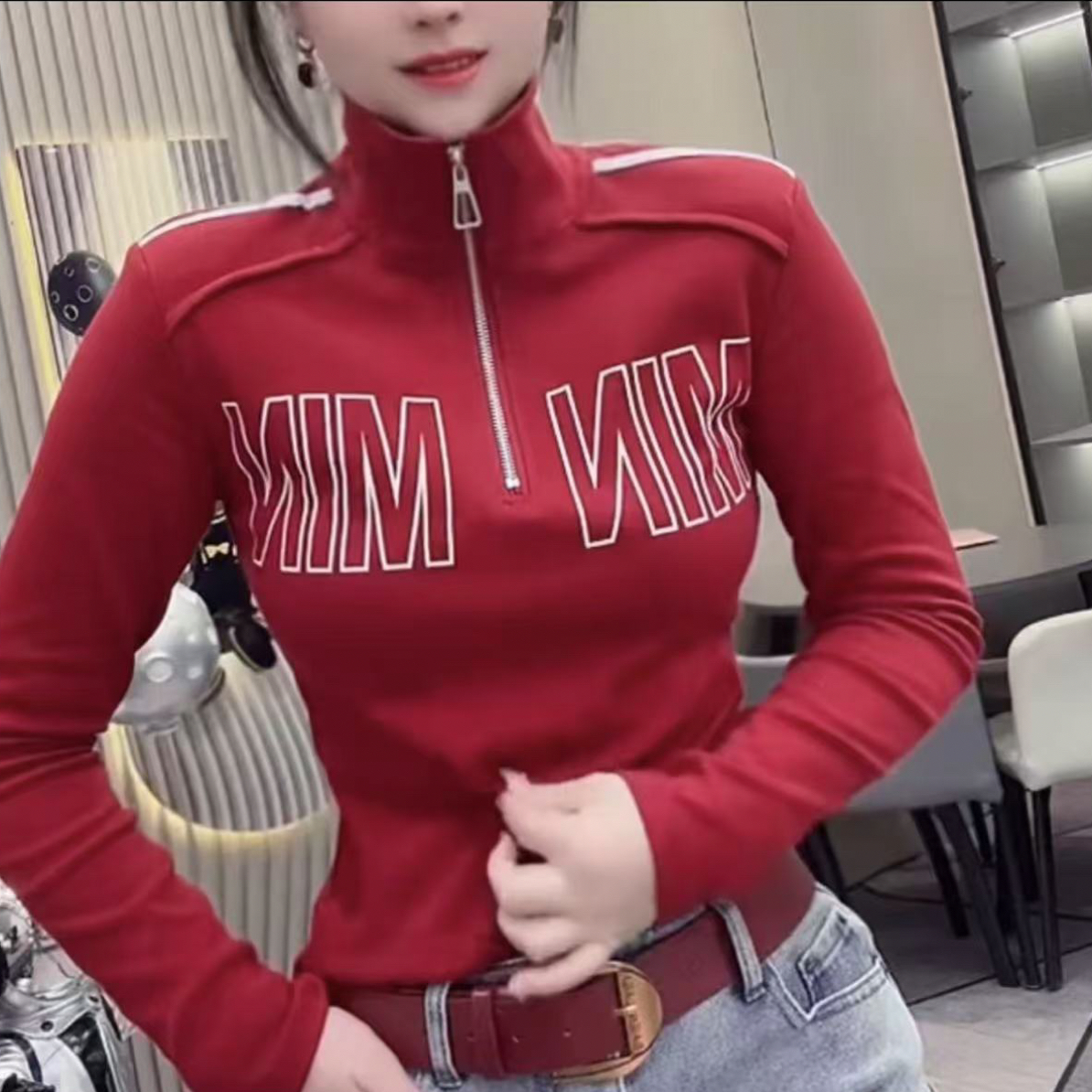 拉链半高领加绒加厚长袖T恤大码女韩版秋冬休闲百搭显瘦打底上衣