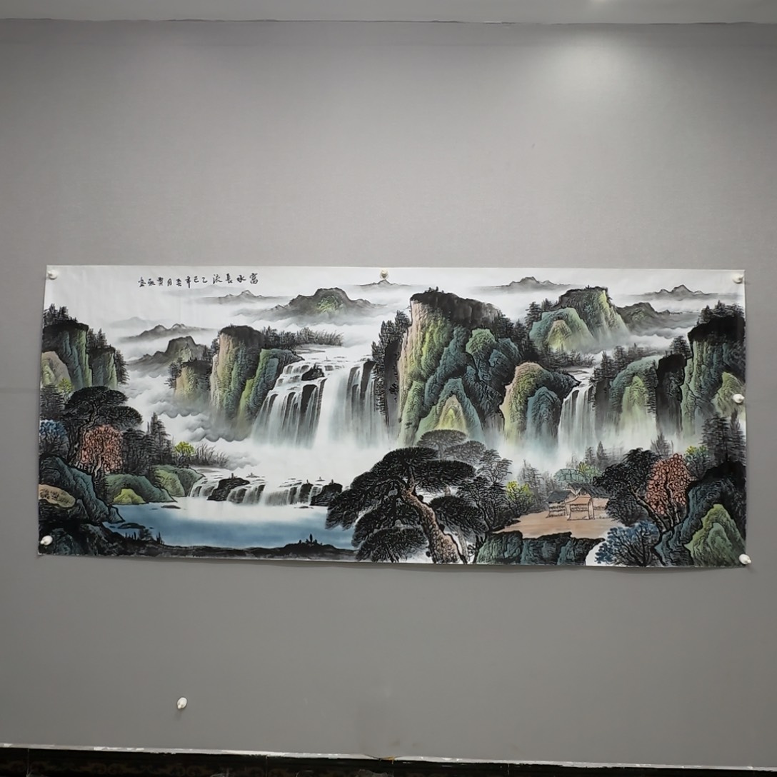 国画横幅八尺精品山水贾敏