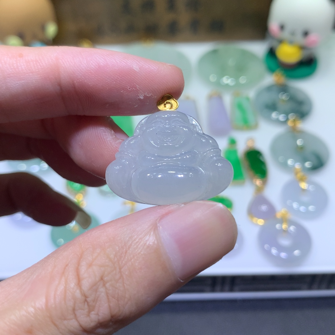 翡翠18K金镶嵌吊坠(不含链)