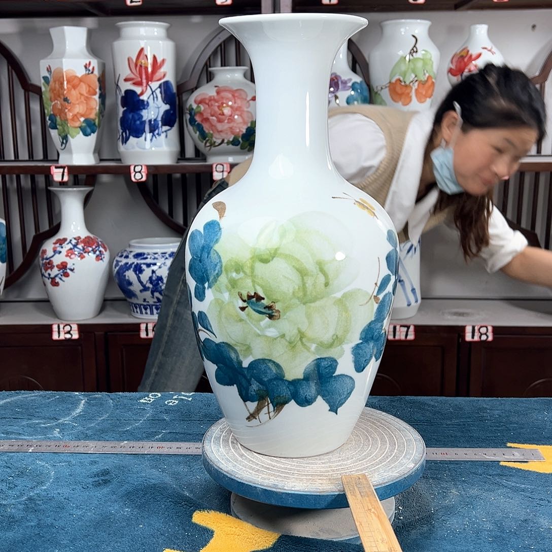 摆件景德镇陶瓷棒绿牡