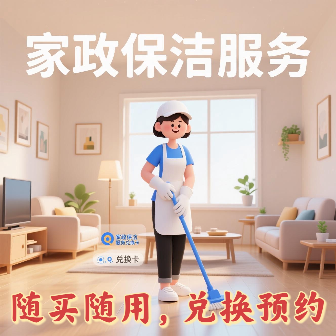 2小时日常保洁单次兑换券礼品卡优惠券