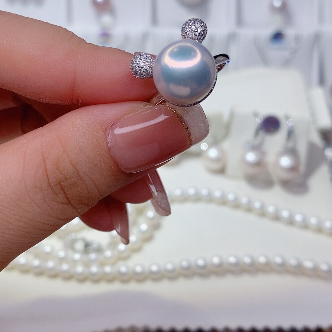 薪***艺银S925镶嵌淡水珍珠戒指