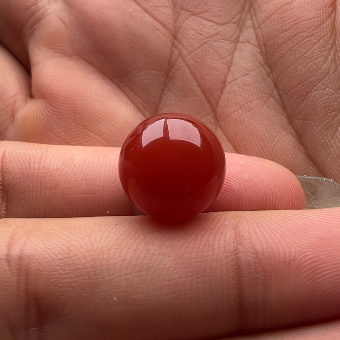 南红玛瑙未镶嵌圆珠12.4锦红