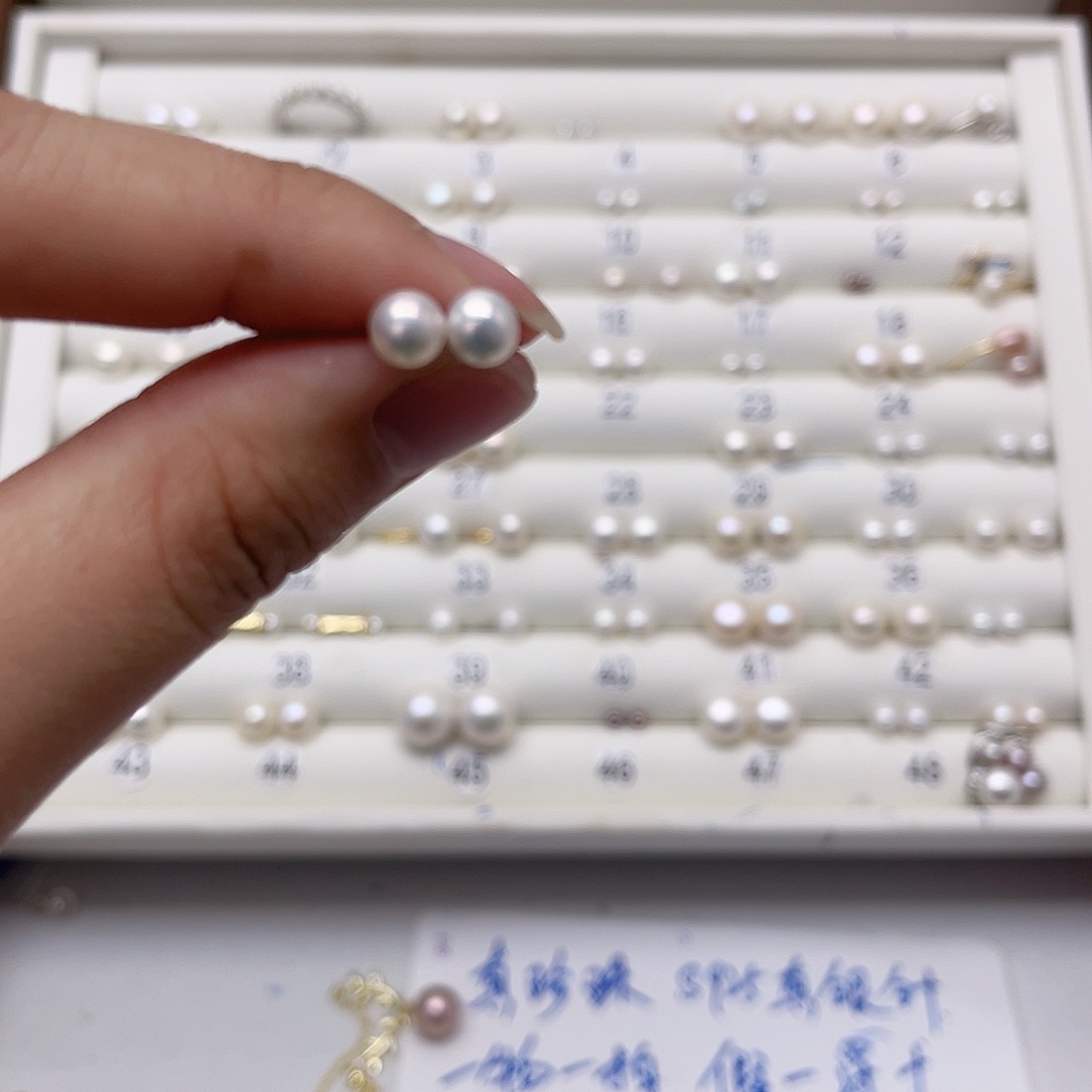 淡水珍珠耳饰银S925镶嵌卫*
