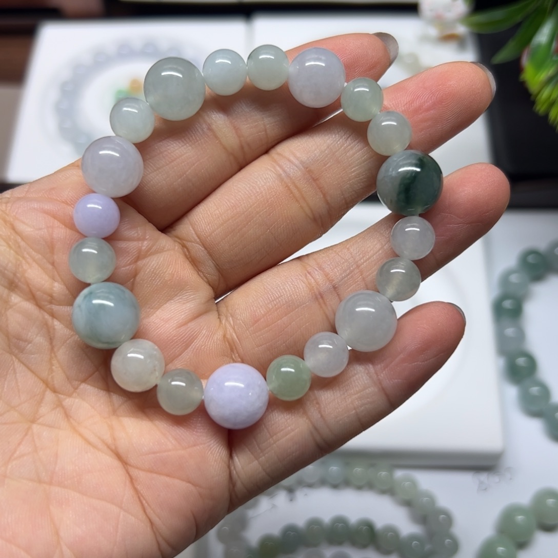 定制翡翠未镶嵌多宝手串