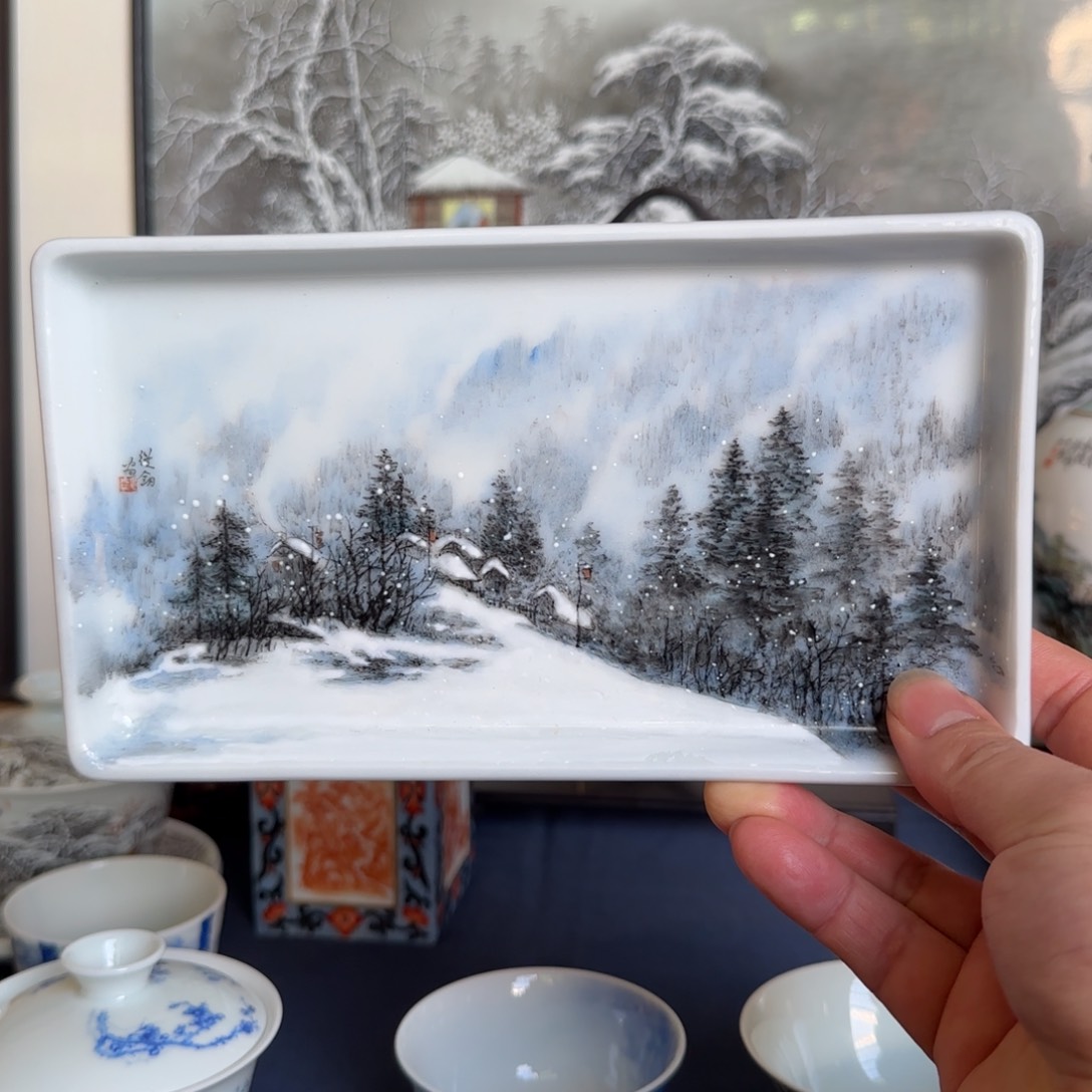 所**安粉彩雪景手工社会