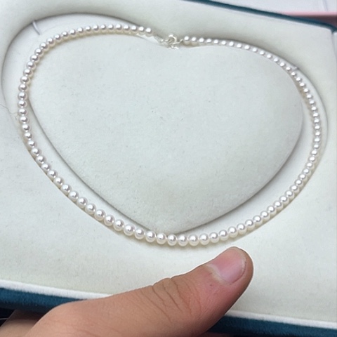 淡水珍珠珍珠项链银S925镶嵌32