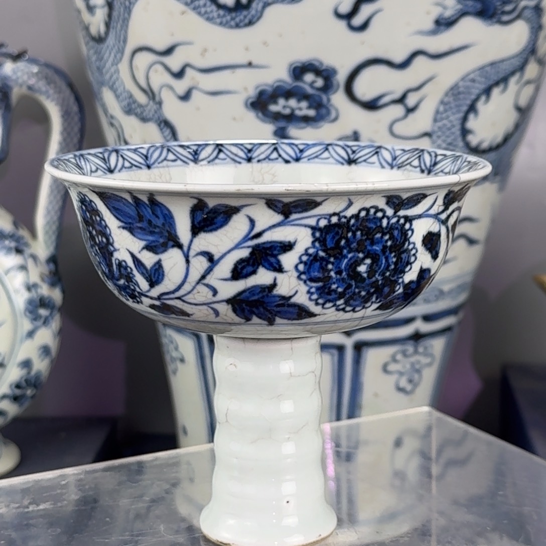 畅***和摆件青花高足杯精品