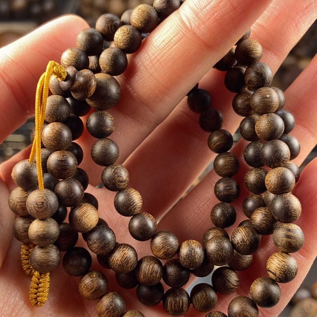 沉香手串&*锦越南芽庄白棋楠玉化留疤