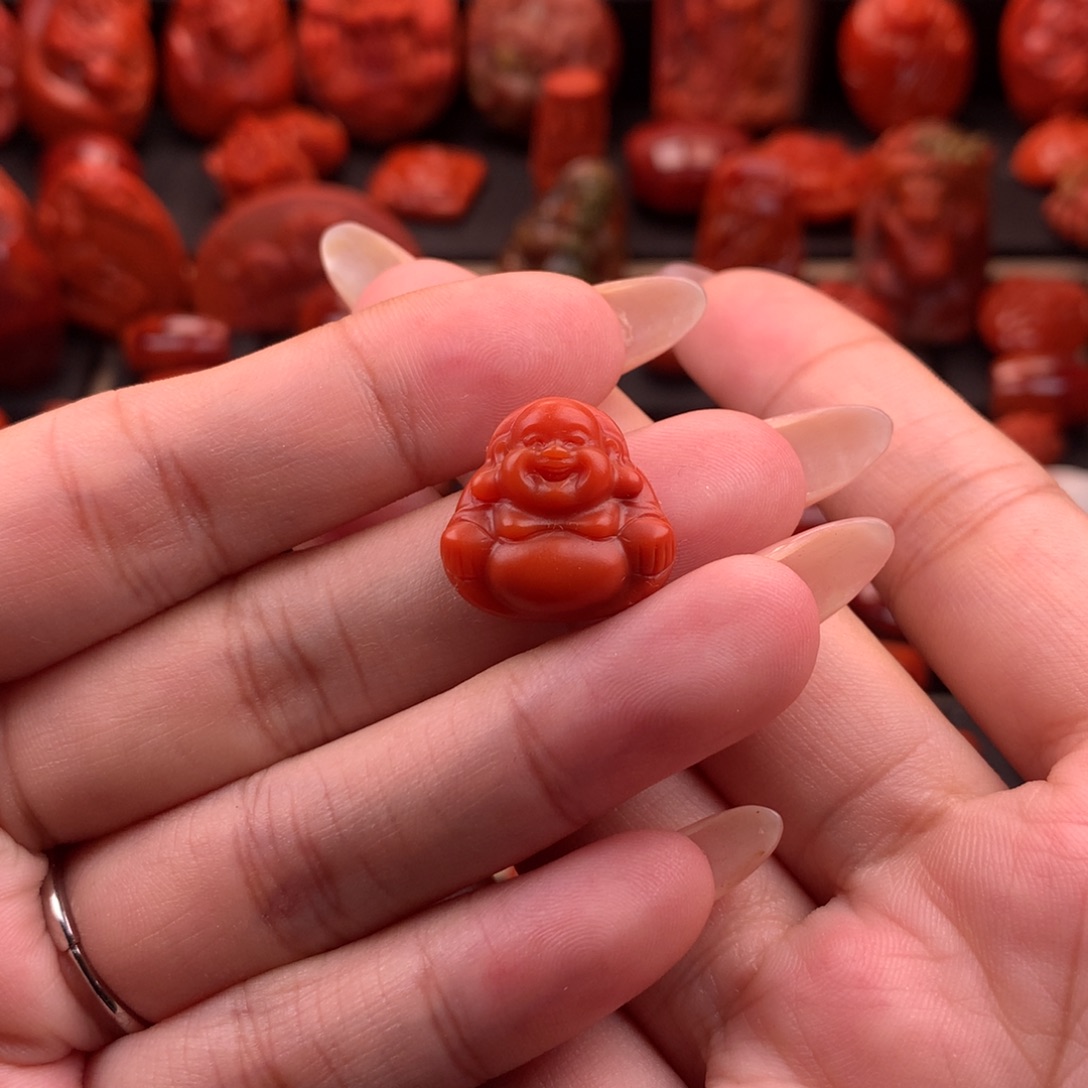 南红玛瑙保山弥勒佛吊坠18.5mm未镶嵌