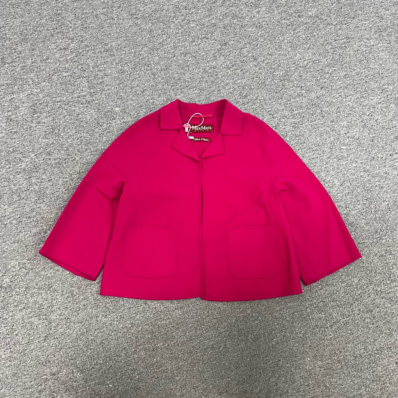 99新 MaxMara maxmara 玫红色羊毛大衣