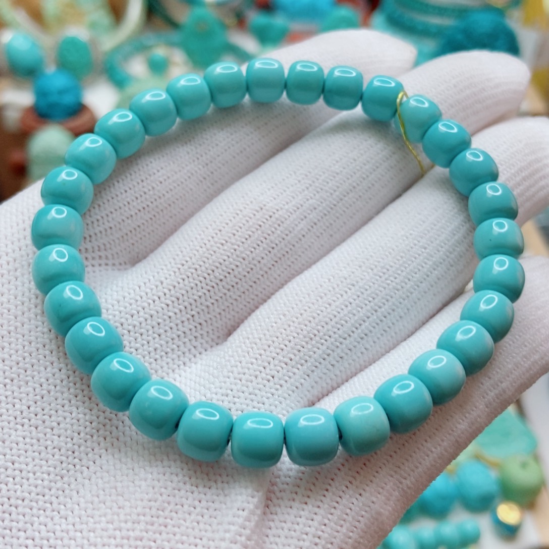 绿松石未镶嵌老型手串6.5m