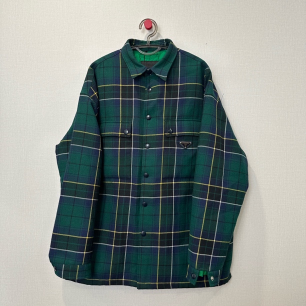 99新 Prada/普拉达 羊毛格子夹棉外套 尺码：L 11650