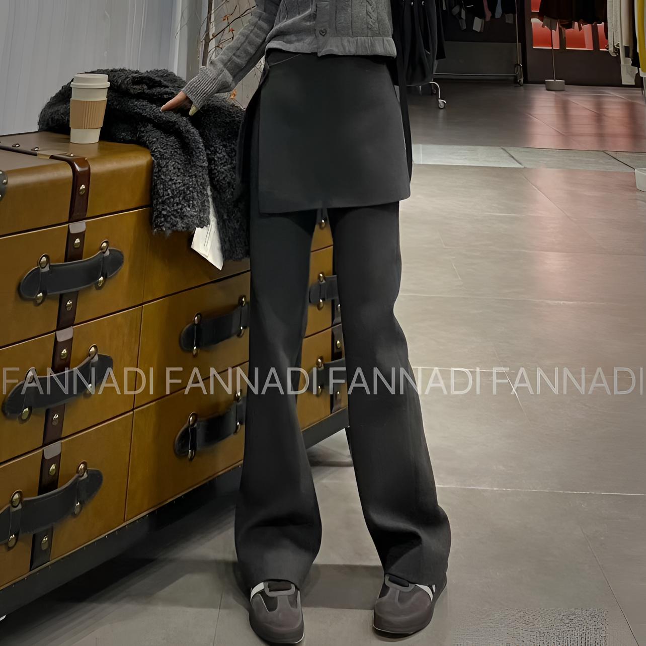FANNADI【毛呢裤】轻奢设计感假两件喇叭裤裙裤显瘦 SM 199-29735