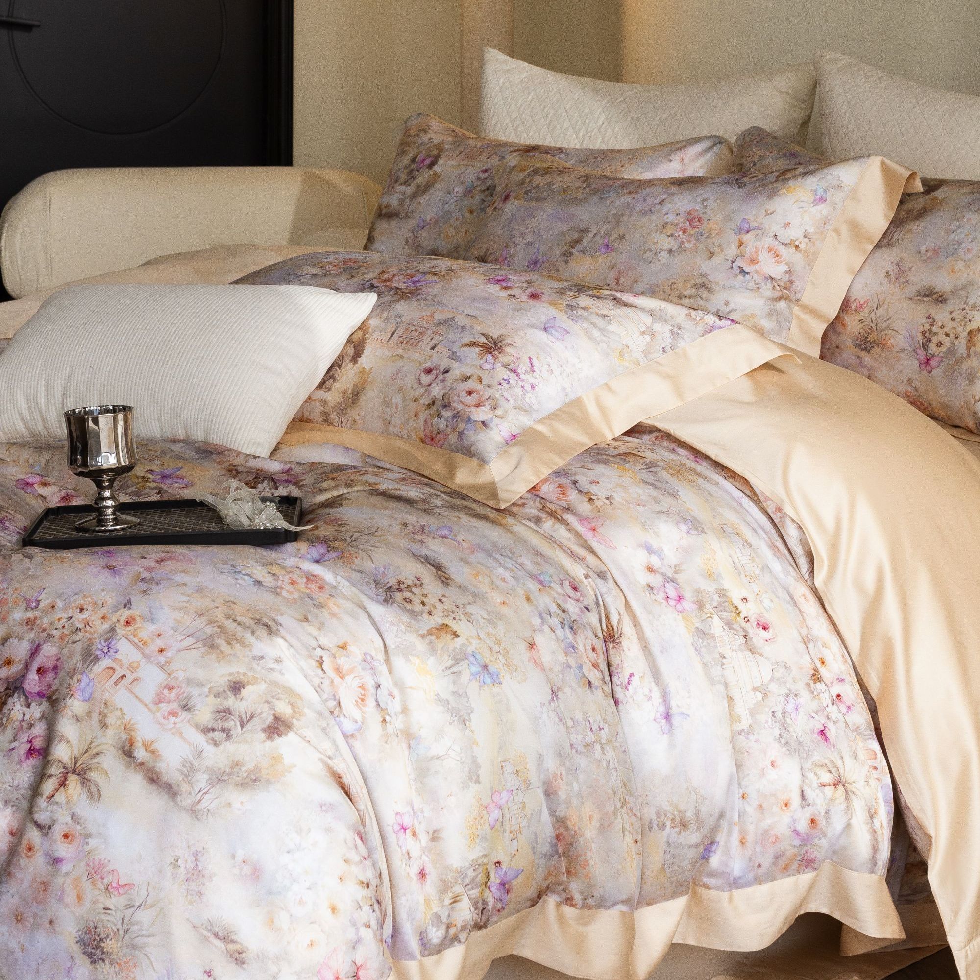 孔龙 梦中城堡 欧式数码印花高端轻奢宫廷纯棉四件套 床品套件