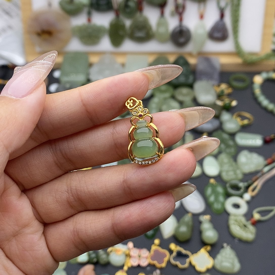 和田玉吊坠(不含链)银S925镶嵌