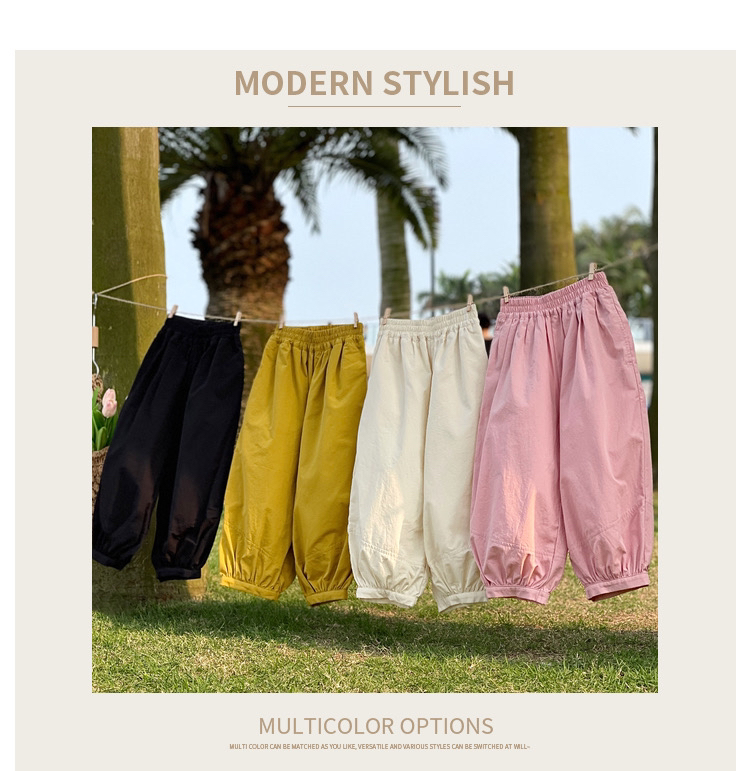 女童休闲长裤2023夏季新款儿童梭织灯笼裤小女孩时髦束脚裤公主风