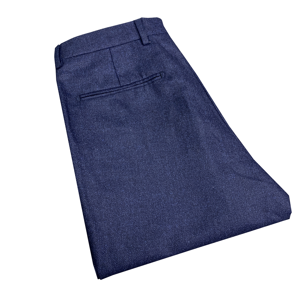 鸟【金标】藏青色100绵羊毛春秋冬微磨毛男士牛角扣直筒西裤XK179