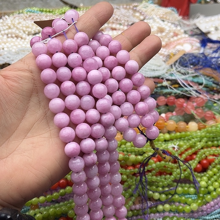 玛瑙/玉髓珠宝半成品未镶嵌一条10mm紫锂辉