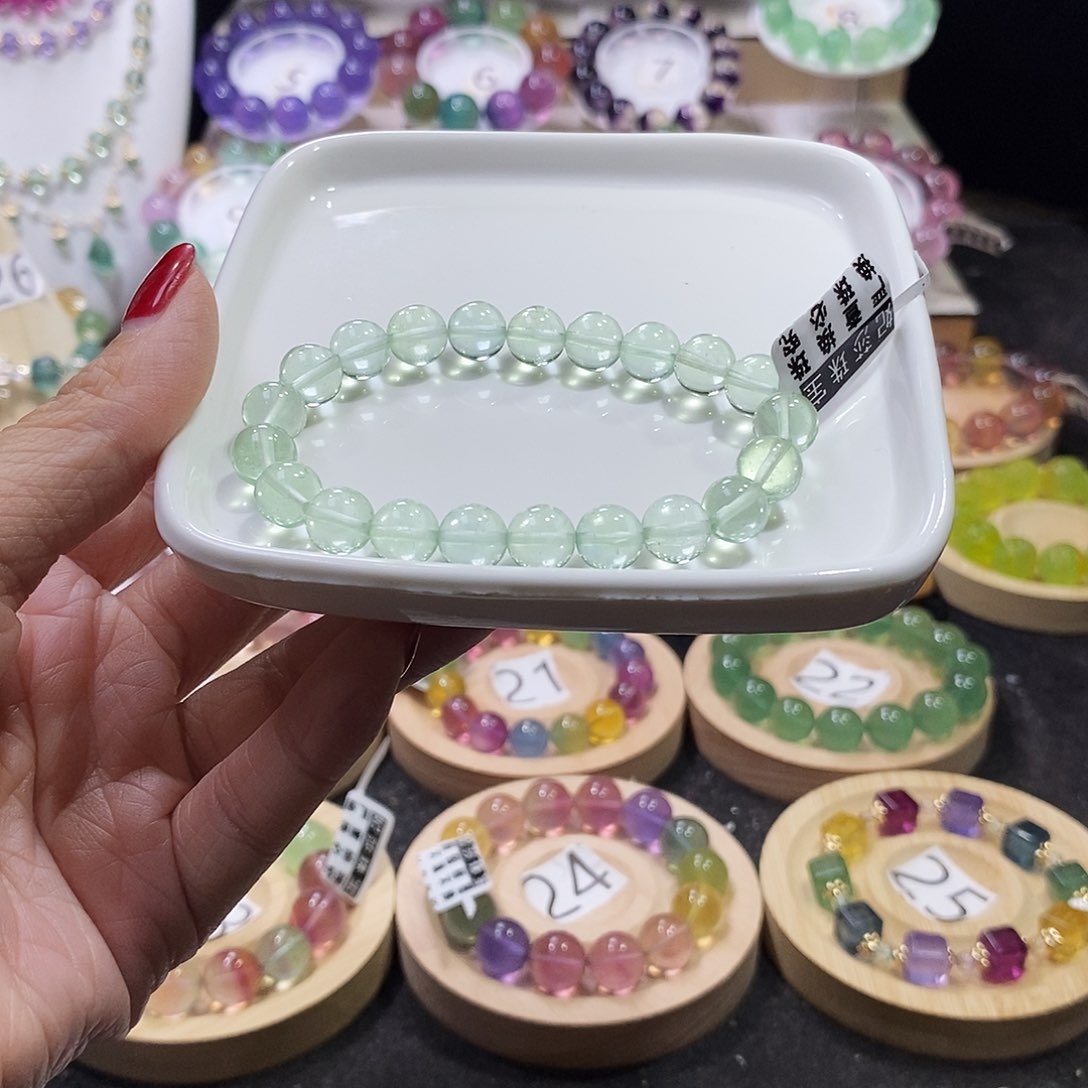 萤石手链未镶嵌9m薄荷绿