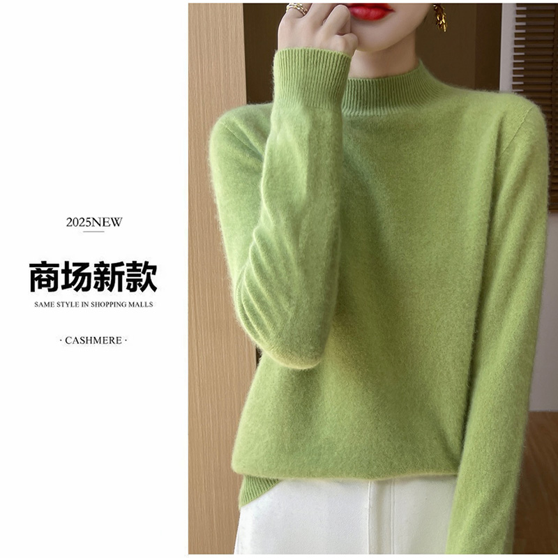 2025秋季新款100%山羊绒女士半高领时尚气质显瘦打底衫L326