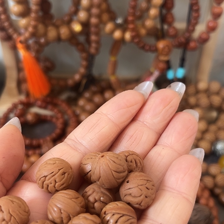 淡***志核桃把件野生桃枭原籽手串