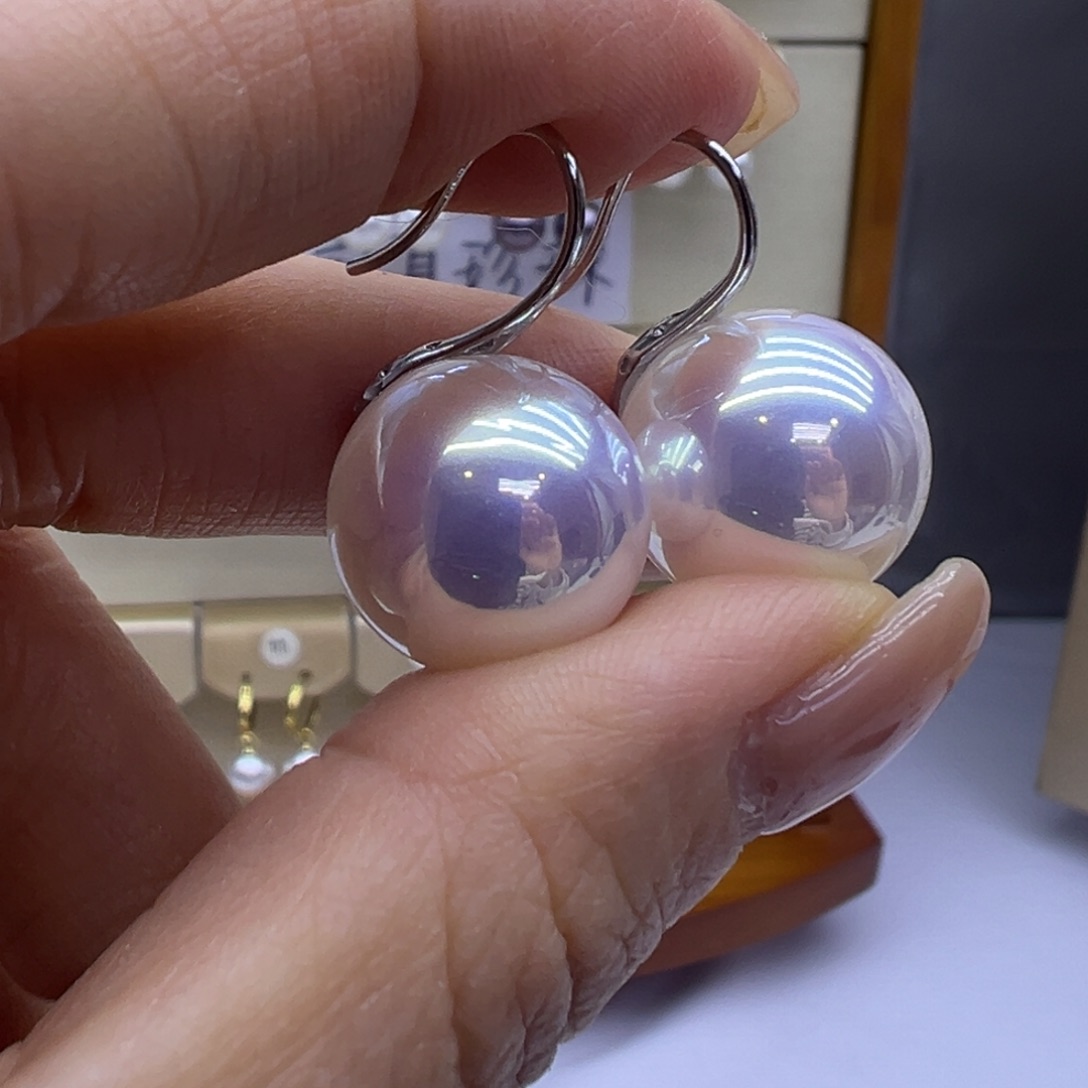 淡水珍珠耳饰银S925镶嵌