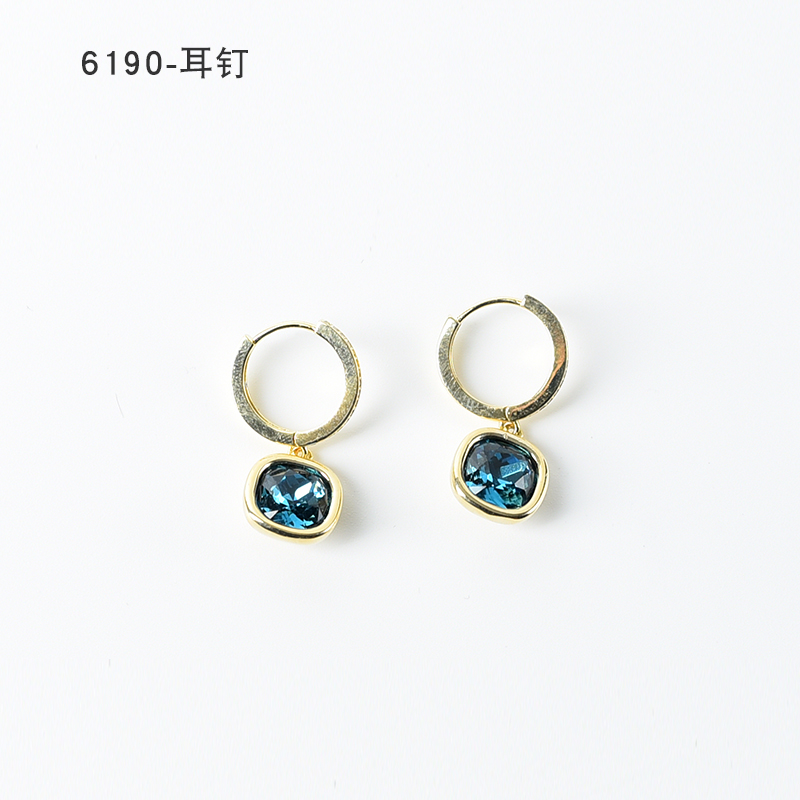 铜合金耳饰 简约镶嵌个性气质耳环小众设计高级感耳钉耳饰～6190