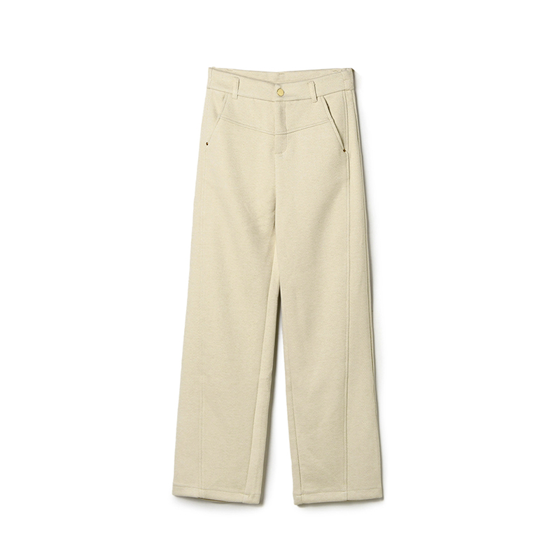 54AE0P0031松紧腰长裤简约微弹裤子休闲裤女2025冬