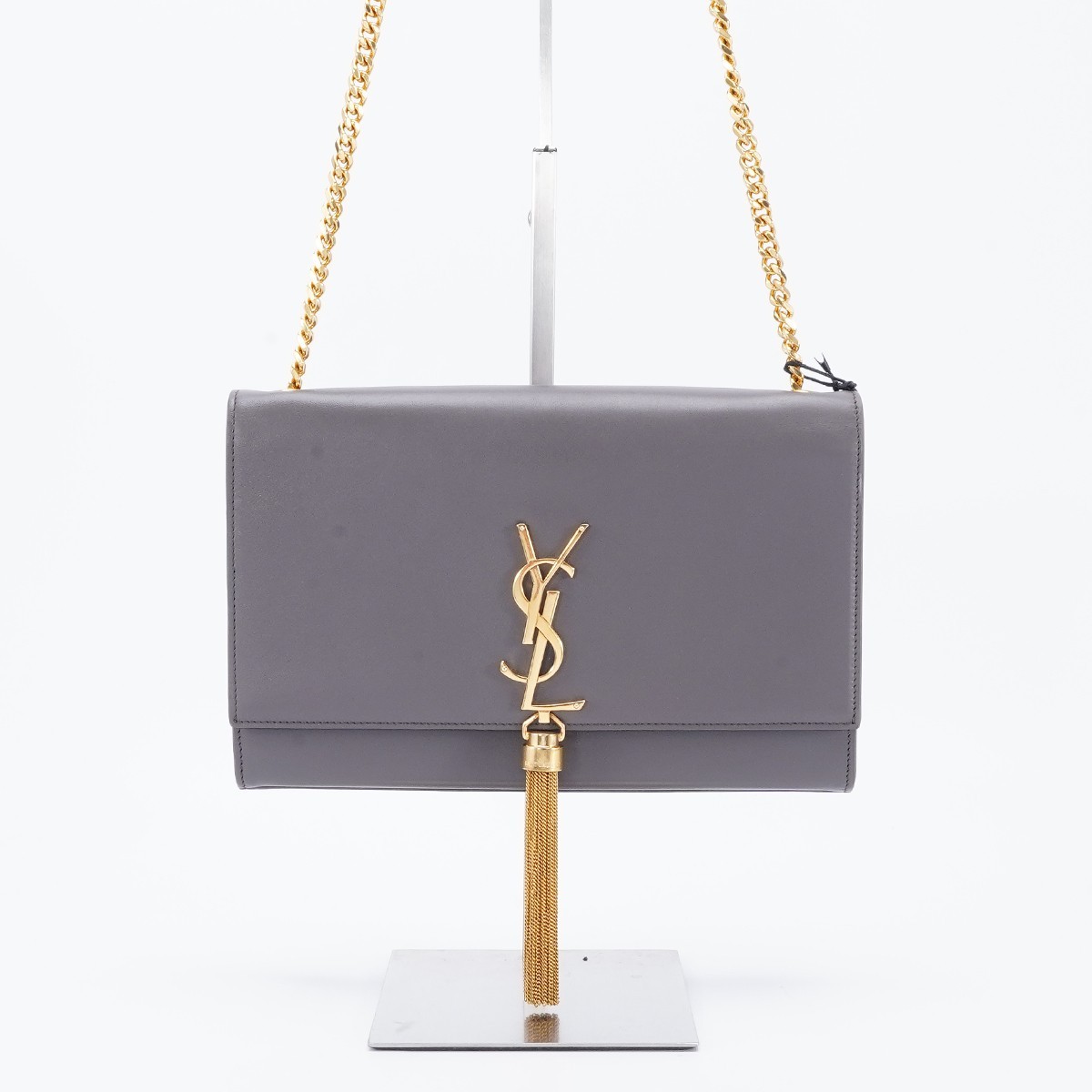 95新 YSL/圣罗兰 【总仓一口价】流苏包中号光面灰金/BG22013027