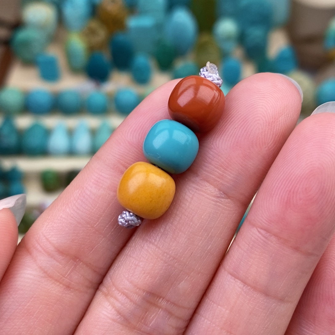 绿松石珠宝奇石未镶嵌9mm