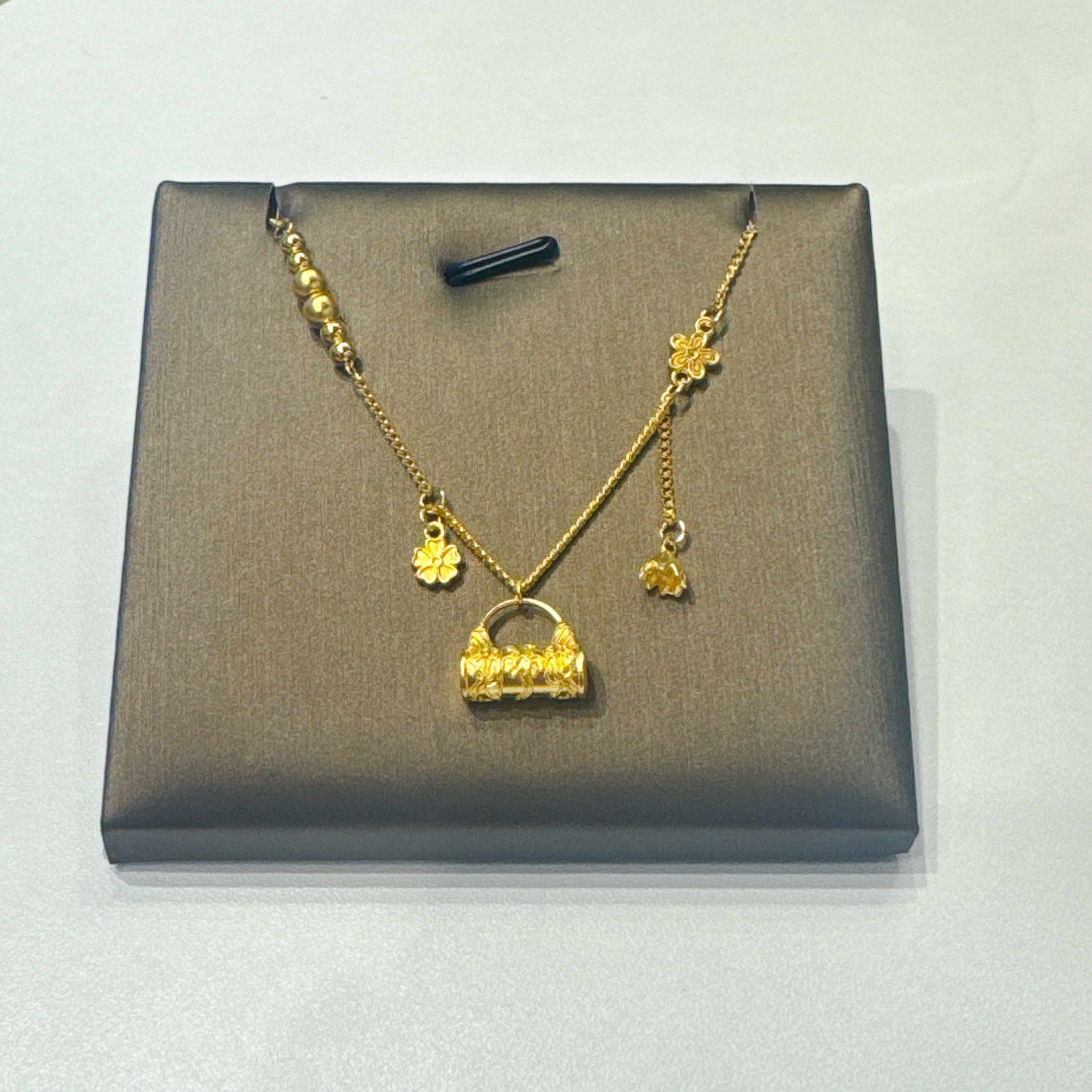 坠链均足银 小花长命锁套链 J约0.81{总}