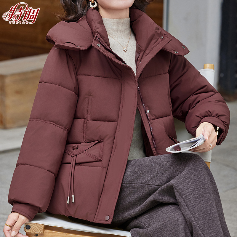 棉服中老年妈妈冬装时尚外套女中年人加厚保暖棉袄中长款连帽上衣