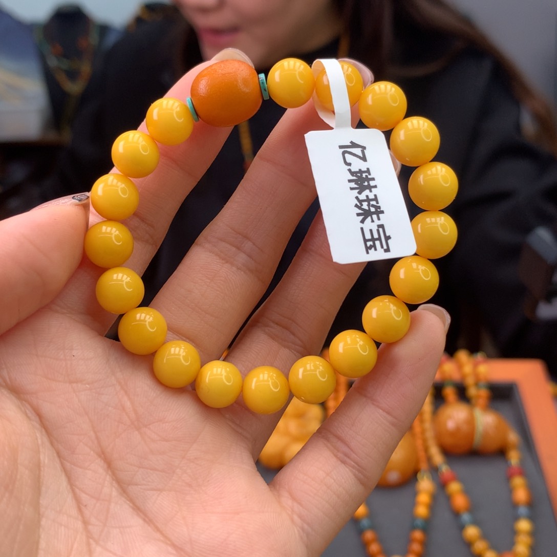 蜜蜡手串未镶嵌天然