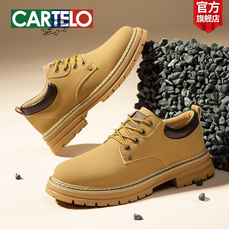 卡帝乐鳄鱼2025男士马丁靴低帮工装靴时尚短靴休闲鞋德比鞋流光风