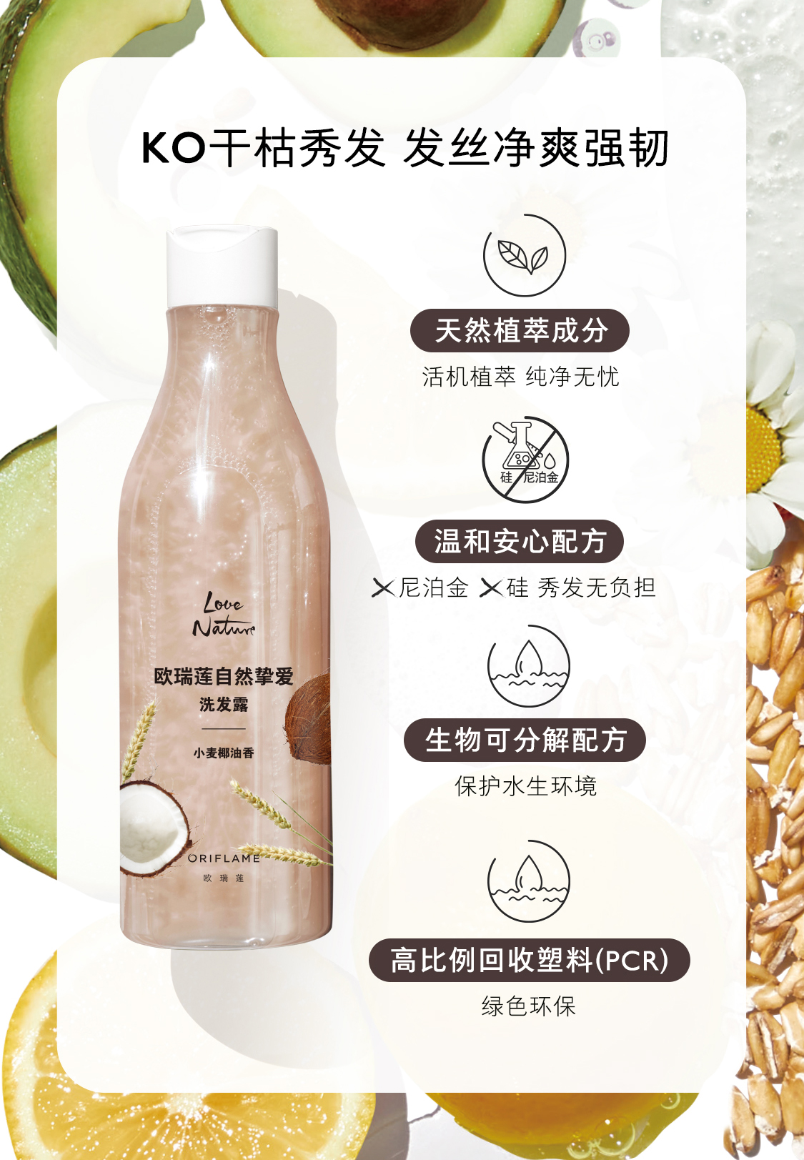 欧瑞莲自然挚爱洗发水-小麦椰油香