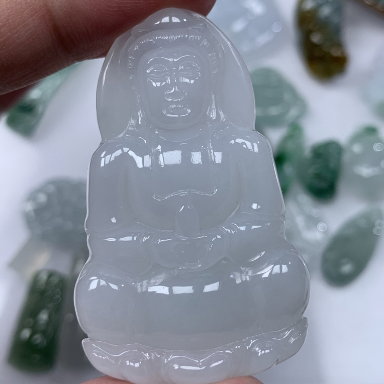 正装观音菩萨挂件玉质细腻干净通透男女款送人礼物缅甸a货翡翠