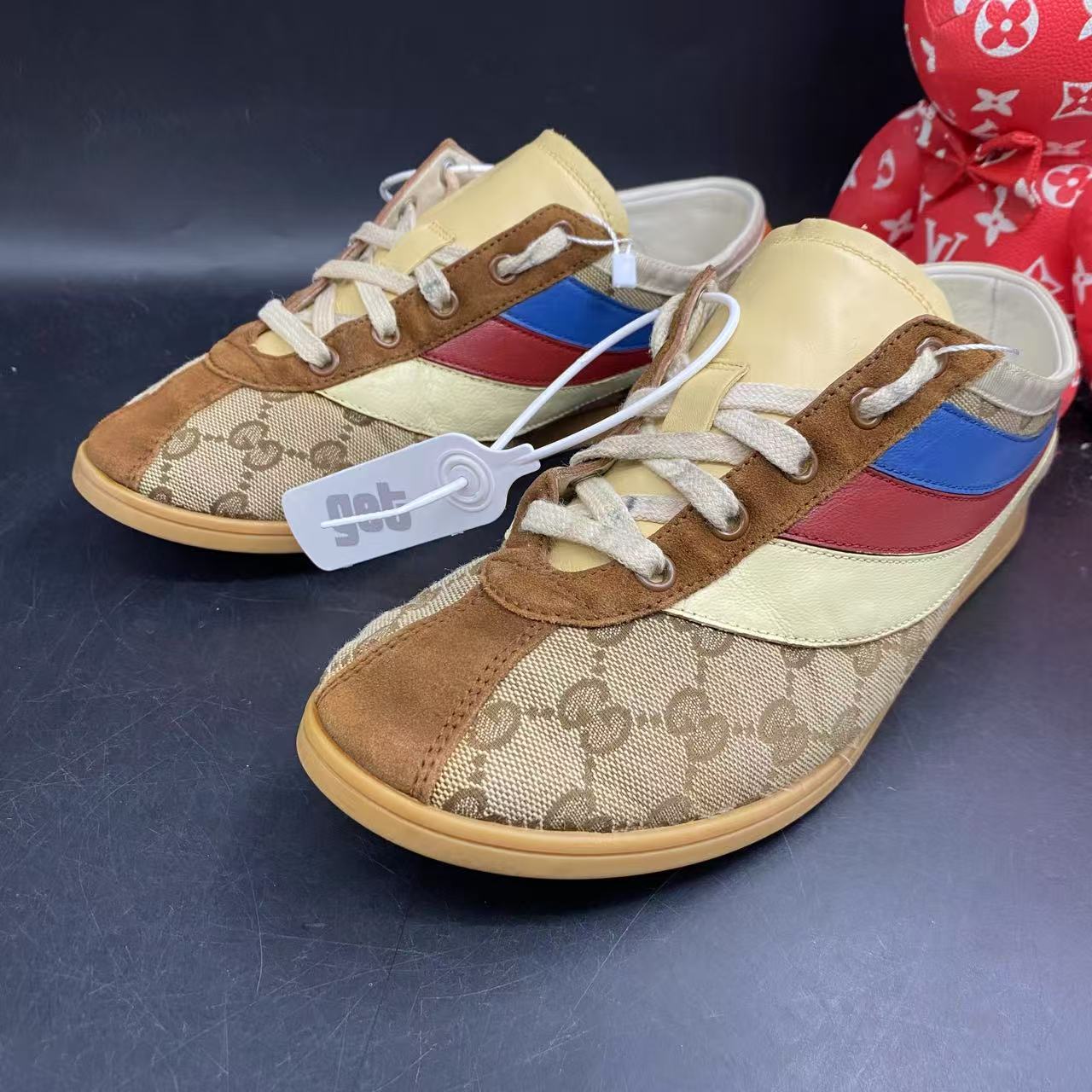 95新 GUCCI/古驰 棕老花时尚舒适阿甘鞋40欧码ddm1998