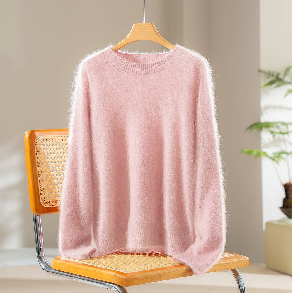 马卡龙柔光丨100山羊绒成衣拉毛丨岛精无缝圆领保暖羊绒衫-MY6394