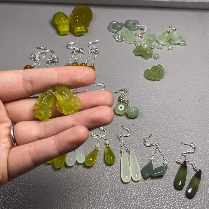 【闪购商品】蛇纹石玉未镶嵌挂件耳饰耳环项链