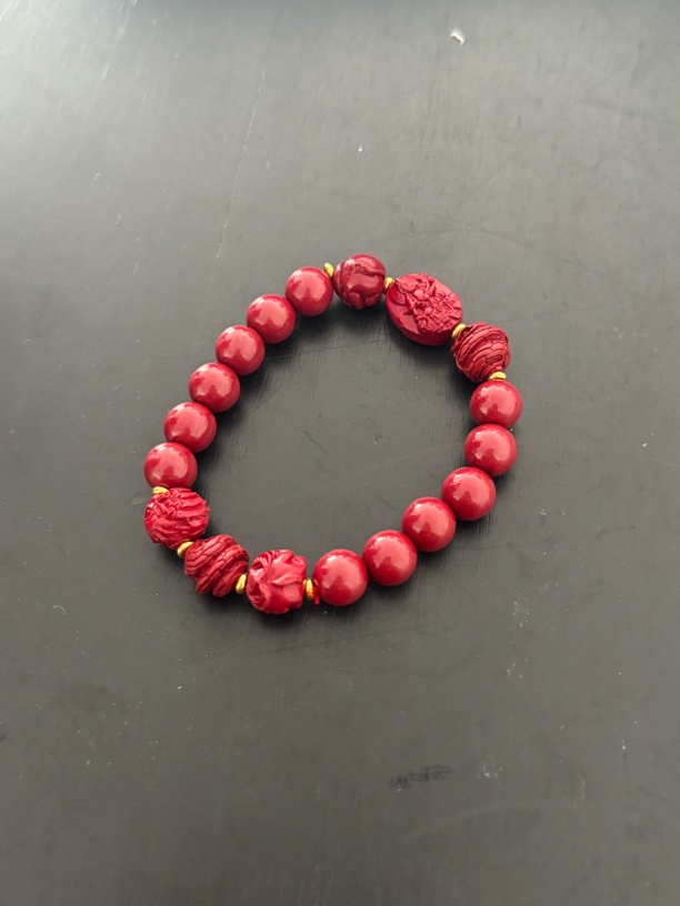 天然辰砂J50 红朱砂蛇年限定手串