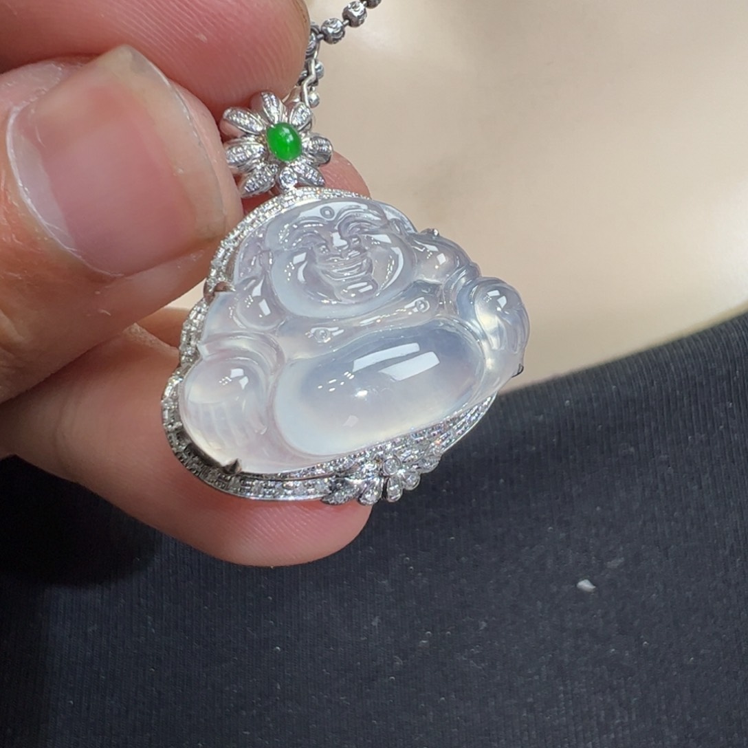 翡翠吊坠(不含链)18K金镶嵌