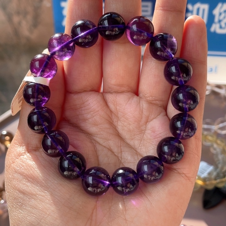 水晶手串未镶嵌基本纯净体紫水晶