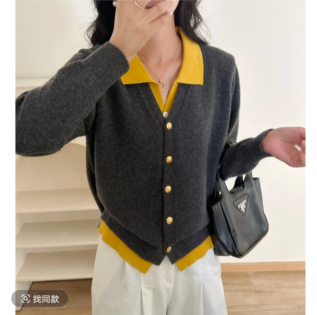 轻熟风时尚减龄针织开衫通勤简约假两件外穿显瘦长袖上衣女装905
