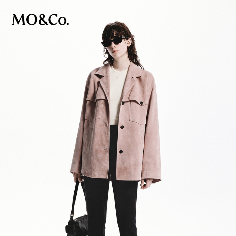 【王雪糕专属】MOCO秋麂皮绒感翻领落肩廓形宽松外套MBD3COTT07